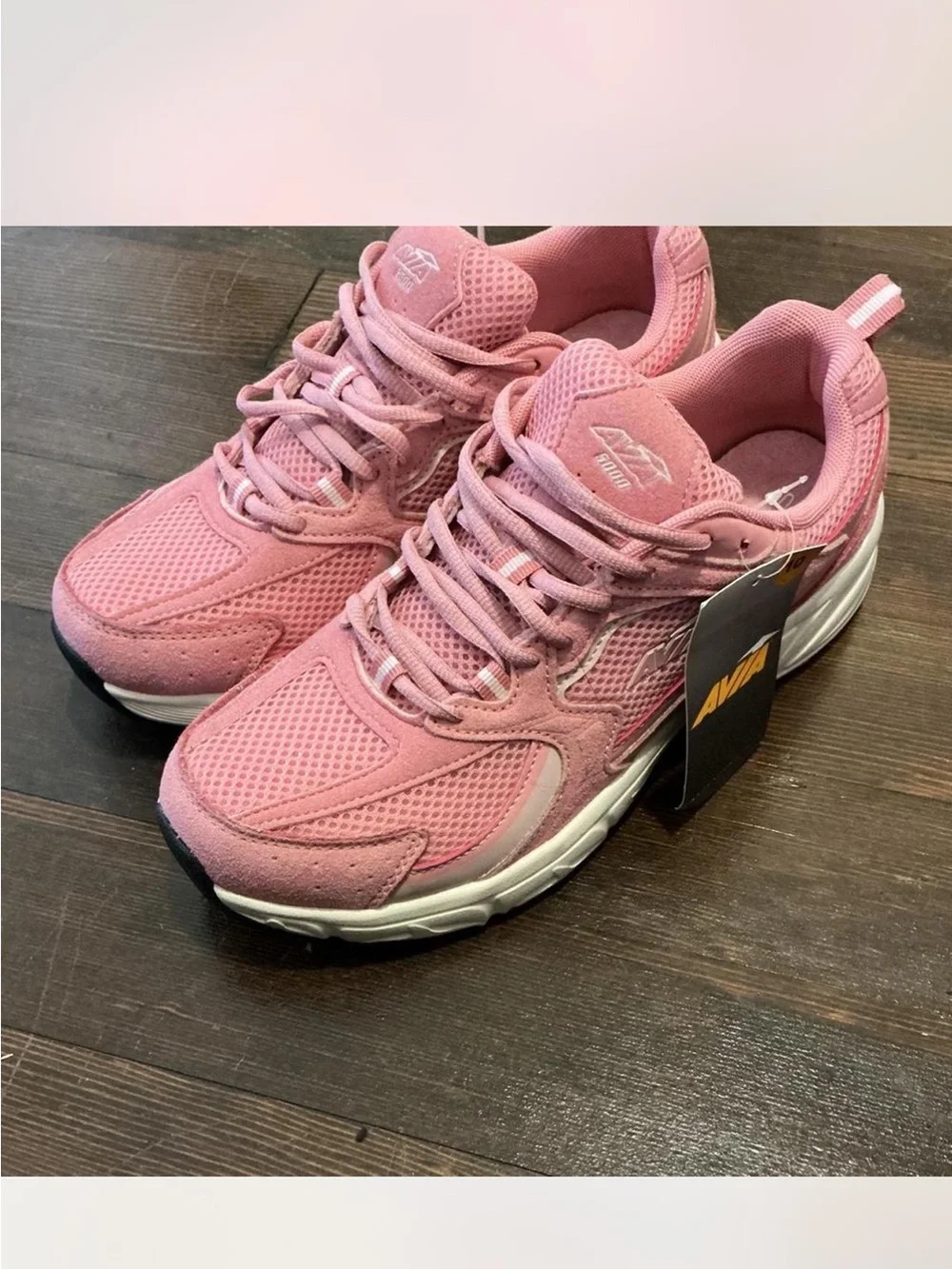 Avia Women's Pink Mesh Lace-Up Athletic Sneakers